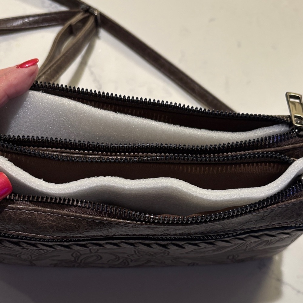 Chic Embossed Brown Wristlet - Picture 7 of 8